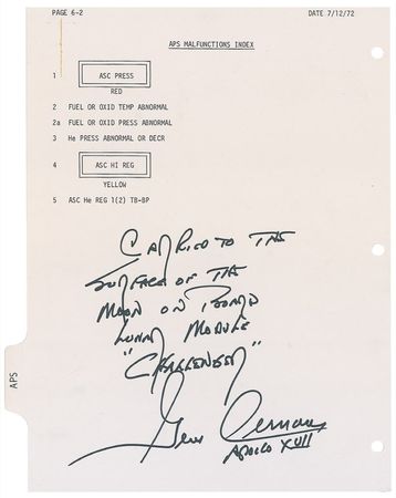 Lot #432 Gene Cernan Flown Flight Plan - Image 1