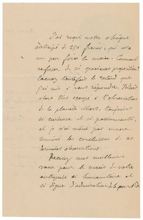 Lot #209 Camille Flammarion: “I wish you success…worthy of admiration by all who desire the intellectual and moral progress of the inhabitants of our little planet” - Image 2