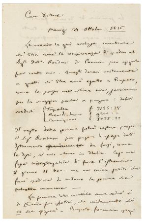 Lot #772 Giuseppe Verdi: Verdi prepares a financial accounting following the London premiere of La Traviata - Image 1