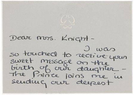 Lot #1173 Grace Kelly: Princess Grace sends thanks to the First Lady of California after the birth of Princess Caroline - Image 1