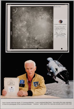 Lot #413 Apollo 17: Gene Cernan: Apollo 17 flown ?Smythii? lunar landmark map - Image 2
