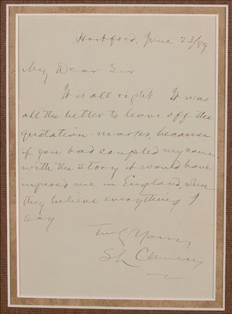 Lot #571 Samuel L. Clemens: ?If you had coupled my name with the story it would have injured me in England, where they believe everything I say? - Image 2