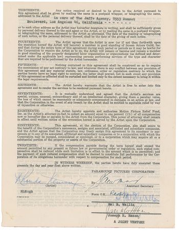 Lot #1095 Rhonda Fleming Signed Document - Image 1