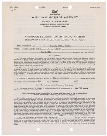 Lot #1141 Van Heflin Signed Document - Image 1