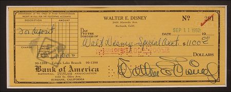 Lot #706 Walt Disney Check - Image 2