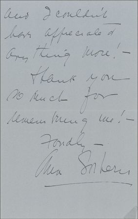 Lot #1275 Ann Sothern Handwritten Letter Signed - Image 2