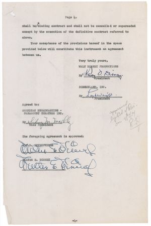Lot #709 Walt Disney: In the contract that made