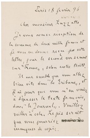 Lot #688 Emile Zola: Zola writes to his Italian publisher and ally in the Dreyfus Affair - Image 1