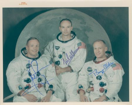 Lot #404 Apollo 11: ?Red-numbered? Apollo 11 crew photo from Walt Cunningham?s personal collection - Image 1