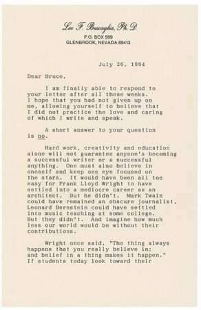 Lot #158 Leo Buscaglia - Image 1