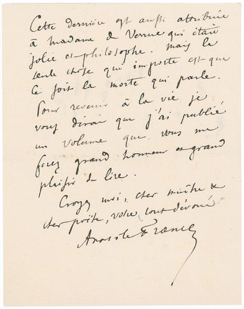 Lot #597 Anatole France: ?Here lies in profound peace this dame of pleasure, who, to be more sure, made her Paradise on the earth? - Image 3