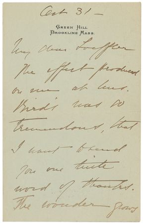 Lot #217 Isabella Stewart Gardner: “The wonder grows with you, & each time the pleasure & delight to me is greater—What a joy that you live!“ - Image 1