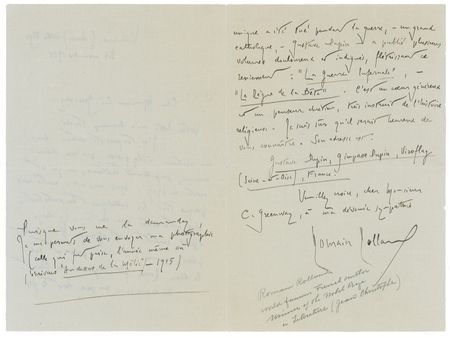 Lot #656 Romain Rolland Handwritten Letter Signed - Image 2