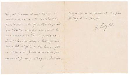 Lot #148 Henri Bergson Handwritten Letter Signed - Image 2