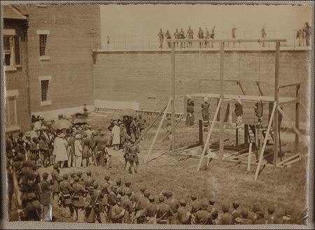 Lot #1592 Lincoln Conspirators Execution: Famed Gardner photograph of the Lincoln conspirators' execution, as 