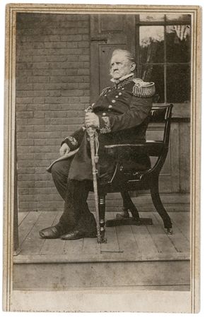 Lot #1849 Winfield Scott: Autographed carte-de-visite presented to Mrs. General Ambrose E. Burnside in 1863 - Image 1