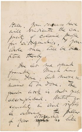 Lot #1892 Charles Sumner: “Your success here will vindicate the capacity of colored people for citizenship…Here let me speak frankly. Much has been done; but more remains to be done. The great work is not yet accomplished” - Image 2