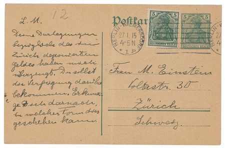 Lot #204 Albert Einstein: Einstein writes to his estranged first wife and co-worker Mileva: “I suppose it will not be that easy getting my hands on the money” - Image 1