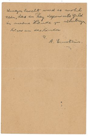 Lot #204 Albert Einstein: Einstein writes to his estranged first wife and co-worker Mileva: “I suppose it will not be that easy getting my hands on the money” - Image 2