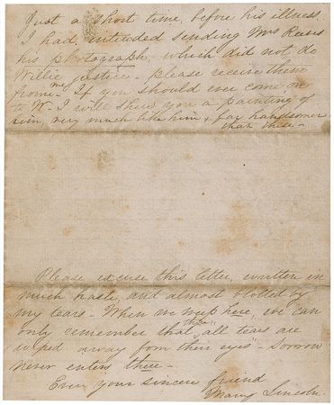 Lot #1583 Mary Todd Lincoln: A heartbreaking letter from the first lady, shattered by the loss of her son Willie - Image 4
