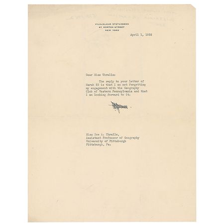 Lot #369 Vilhjalmur Stefansson Letter and Program - Image 2