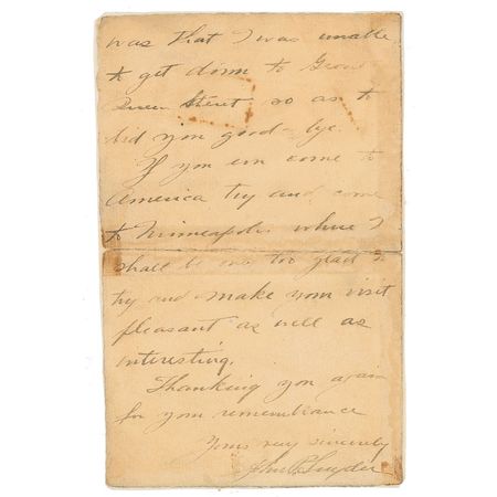 Lot #1645 John Snyder: Titanic survivor writes a letter from the ship while “peacefully and complacently smoking” - Image 2