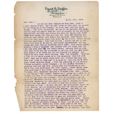 Lot #1646 Frank Snyder: The brother of a Titanic