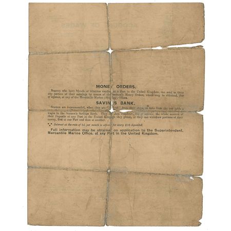 Lot #1648 Frank O. Evans: Rare pay slip from a surviving crewman for his six days of service aboard the Titanic - Image 2