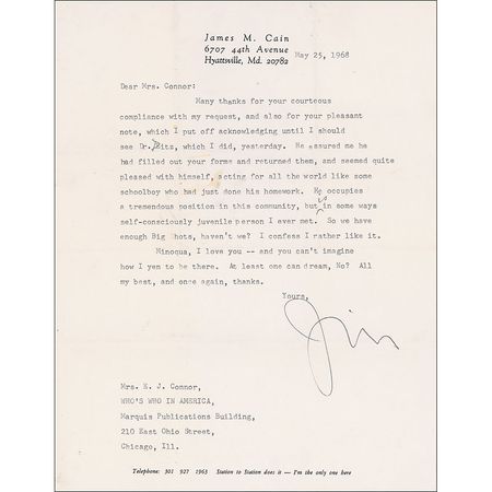 Lot #528 James M. Cain - Image 1
