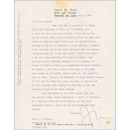 Lot #528 James M. Cain - Image 2