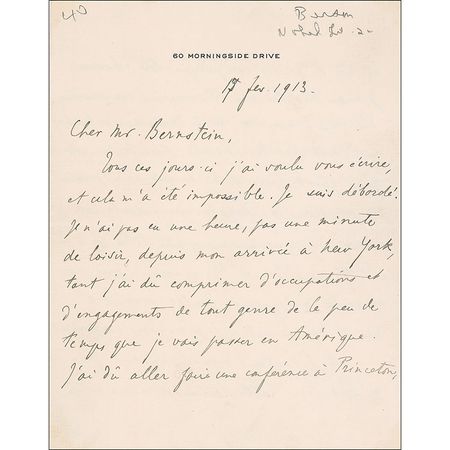 Lot #176 Henri Bergson Handwritten Letter Signed - Image 1