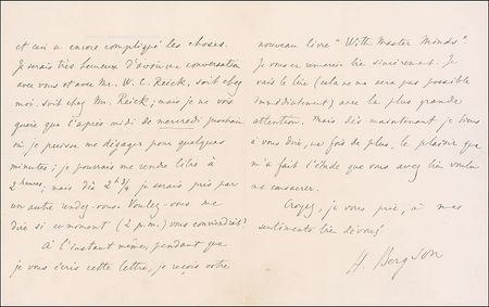 Lot #176 Henri Bergson Handwritten Letter Signed - Image 2