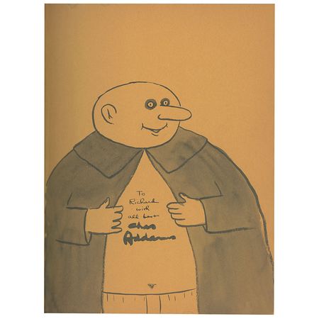 Lot #504 Charles Addams: Addams dresses up his book with an original oversized sketch of Uncle Fester undressing - Image 1