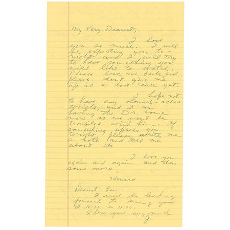 Lot #1210 Howard Hughes: In an erratic, impassioned letter, Hughes oddly implores of his wife, Jean Peters, ?Please love me back?If something upsets you tonight, please write me a note and tell me about it? - Image 1
