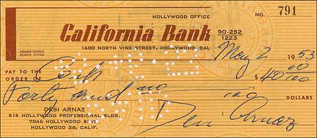 Lot #1081 Lucille Ball and Desi Arnaz Checks - Image 1