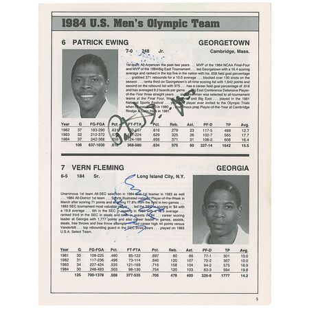 Lot #1528 Michael Jordan and the 1984 US Olympic Team: Exhibition program signed by Jordan and members of the 1984 Olympic team before their NBA careers - Image 3