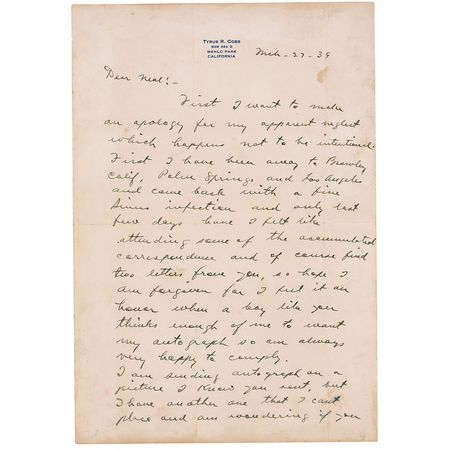 Lot #1470 Ty Cobb: 