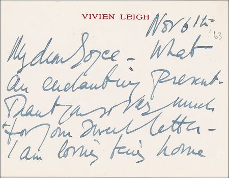 Lot #1251 Vivien Leigh Handwritten Letter Signed - Image 1