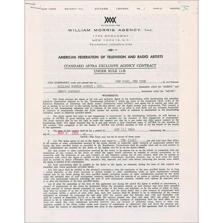 Lot #1174 Benny Goodman Signed Document - Image 1