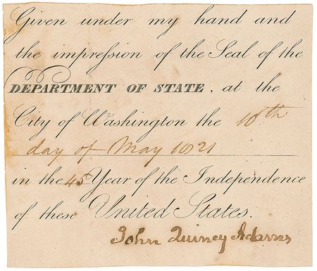 Lot #3 John Quincy Adams Signature