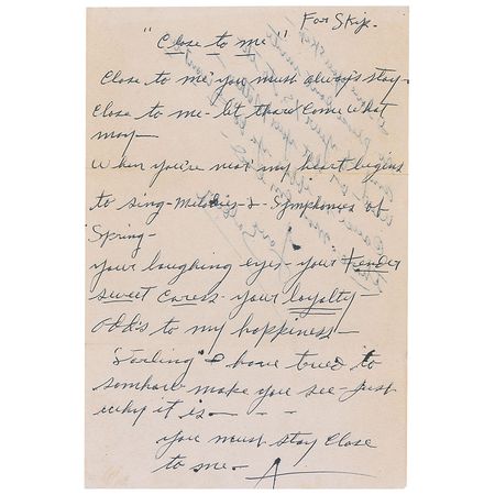Lot #1289 Audie Murphy: The Medal of Honor winner writes a tender love poem to his future wife - Image 2