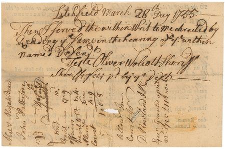 Lot #230 Declaration of Independence: Oliver Wolcott Signed Document - Image 2