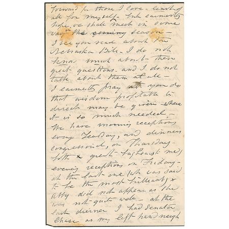 Lot #103 Jane Pierce: The First Lady feigns ignorance after being questioned about the infamous Kansas-Nebraska Act of 1854: ?I see you read about the Nebraska Bill?I do not know much about these great questions and I do not talk about them at all? - Image 2