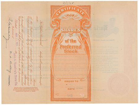 Lot #348 Washington A. Roebling Stock Certificate - Image 2