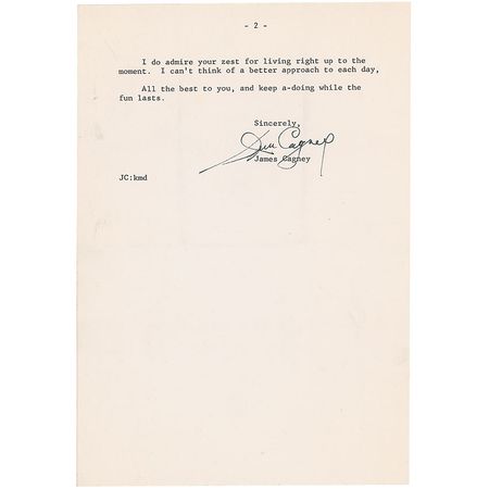 Lot #1104 James Cagney: Cagney recalls his humble beginnings: “I took my first steps when I signed on with a broken down Vaudville [sic] act only because the salary was $35 a week and the family needed the money” - Image 2