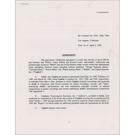 Lot #913 Heart: After a two-year deliberation, Heart receives $85,000 in back royalties from Capitol Records - Image 1