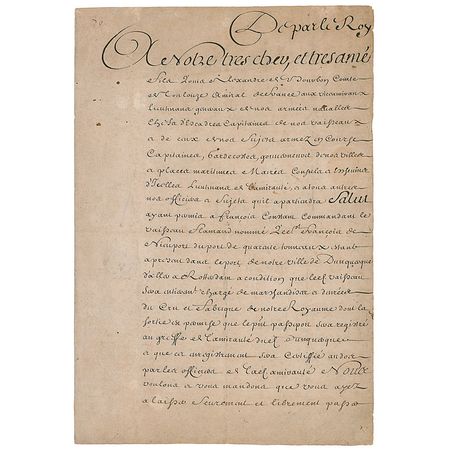 Lot #288 King Louis XIV: Ship?s papers signed by Louis VIV and his illegitimate son - Image 1