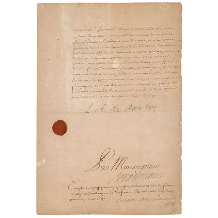 Lot #288 King Louis XIV: Ship?s papers signed by Louis VIV and his illegitimate son - Image 3