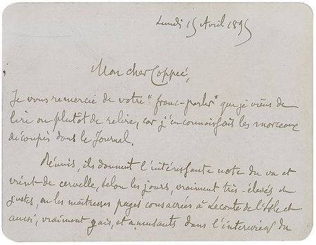 Lot #585 Joris Karl Huysmans: Praising the work of French poet Coppee - Image 1