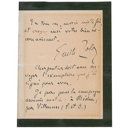 Lot #688 Emile Zola: “It would be a good idea for you to give the preface that day as you did for the preface of the first volume of ‘Naturalism in the Theater’” - Image 2